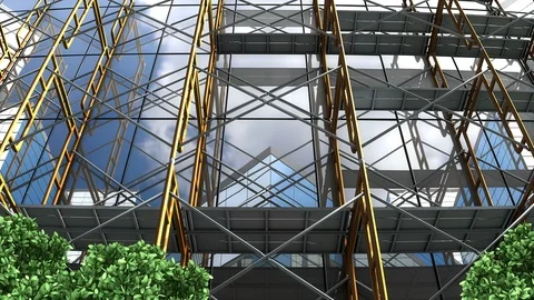 Building under construction with scaffolding frame Vidéo 104783359