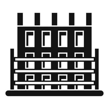 Building under construction with scaffolding, simple icon of an unfinished .. Stock Illustration