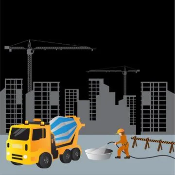 Building under Construction site, Stock Illustration