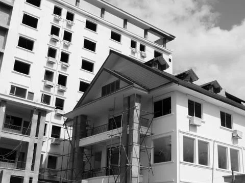 BUILDING UNDER CONSTRUCTION WITH SKY BACKGROUND Stock Photos