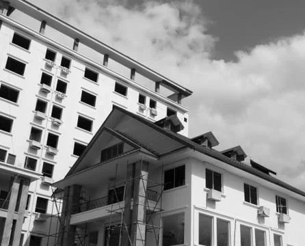 BUILDING UNDER CONSTRUCTION WITH SKY BACKGROUND Stock Photos