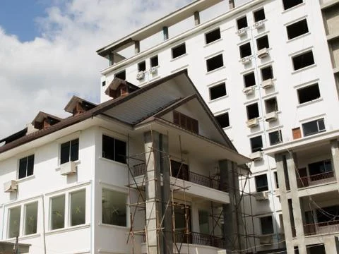 BUILDING UNDER CONSTRUCTION WITH SKY BACKGROUND Stock Photos