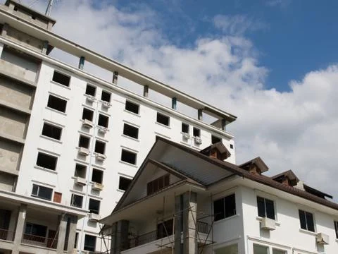BUILDING UNDER CONSTRUCTION WITH SKY BACKGROUND Stock Photos