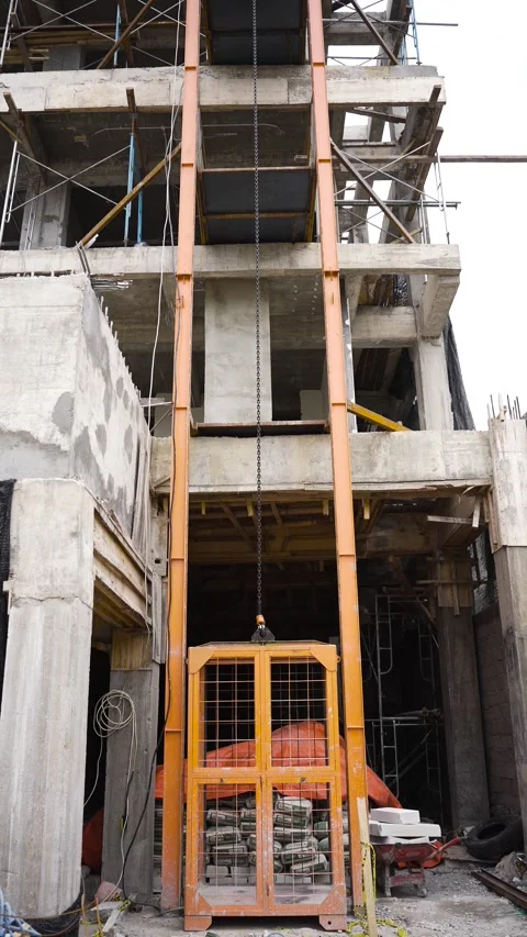 Building under construction, unfinished architecture, vertical screen Stock Footage 271078351