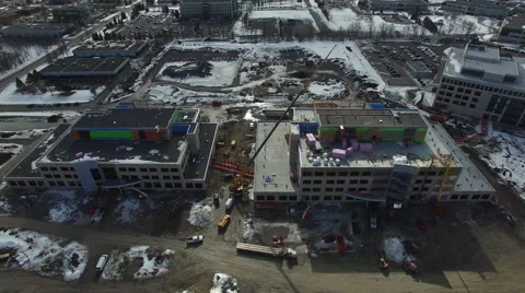 Building under construction in the winter Stock Footage 64127868