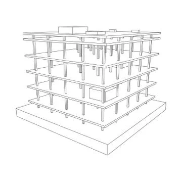 Building under construction wireframe Ilustración de archivo
