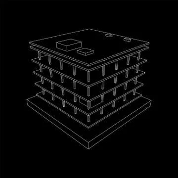 Building under construction wireframe Ilustración de archivo