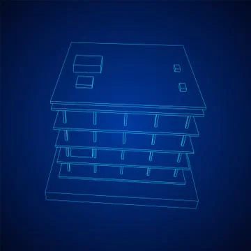 Building under construction wireframe Stock Illustration