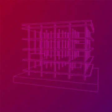 Building under construction wireframe Ilustración de archivo
