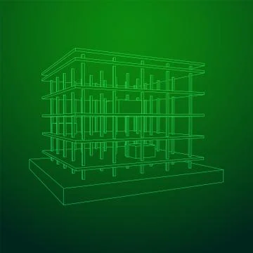 Building under construction wireframe Ilustración de archivo