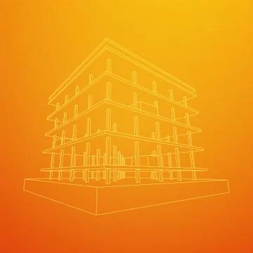 Building under construction wireframe Ilustración de archivo