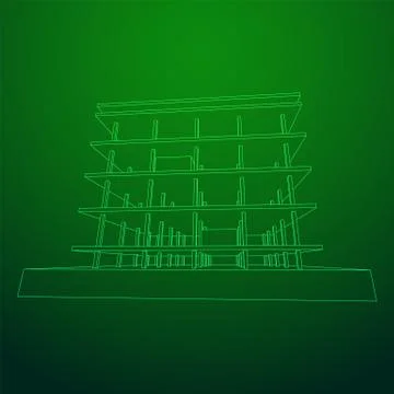 Building under construction wireframe Ilustración de archivo