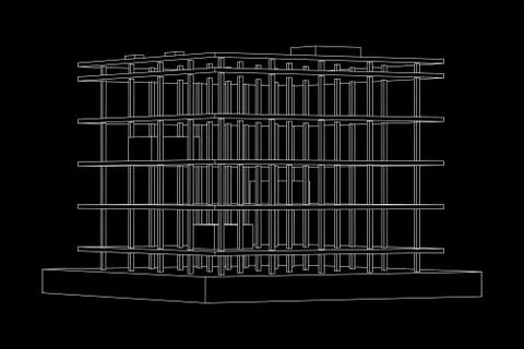 Building under construction wireframe Ilustración de archivo