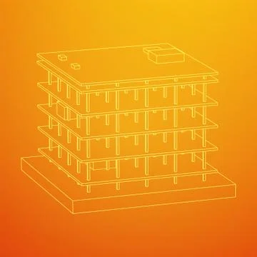 Building under construction wireframe Ilustración de archivo