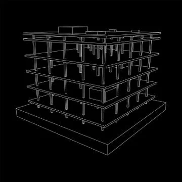 Building under construction wireframe Ilustración de archivo