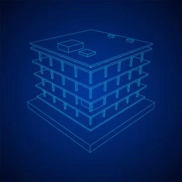 Building under construction wireframe Ilustración de archivo