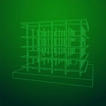 Building under construction wireframe Ilustración de archivo