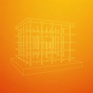 Building under construction wireframe Ilustración de archivo