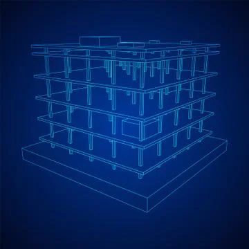 Building under construction wireframe Ilustración de archivo