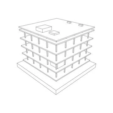 Building under construction wireframe Ilustración de archivo