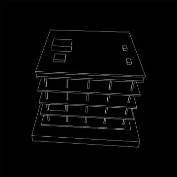 Building under construction wireframe Ilustración de archivo