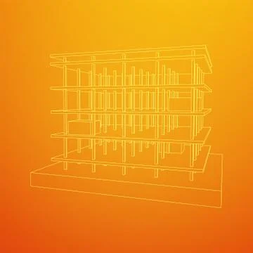 Building under construction wireframe Ilustración de archivo
