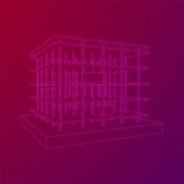 Building under construction wireframe Ilustración de archivo