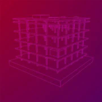 Building under construction wireframe Ilustración de archivo