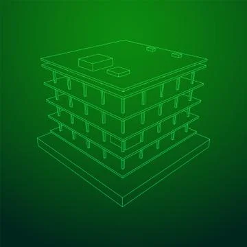 Building under construction wireframe Ilustración de archivo