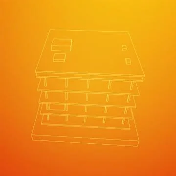 Building under construction wireframe Ilustración de archivo