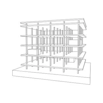 Building under construction wireframe Stock Illustration