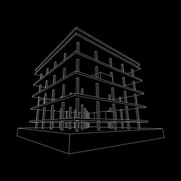 Building under construction wireframe Ilustración de archivo