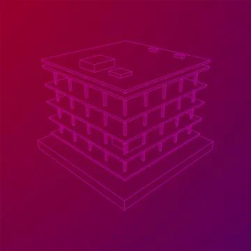 Building under construction wireframe Ilustración de archivo