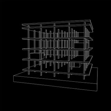 Building under construction wireframe Ilustración de archivo