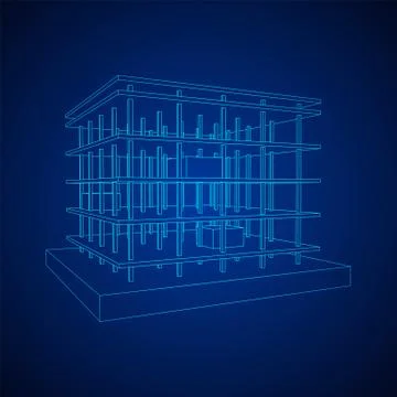Building under construction wireframe Stock Illustration