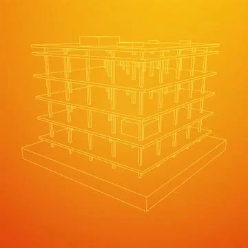 Building under construction wireframe Ilustración de archivo