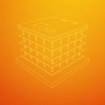Building under construction wireframe Ilustración de archivo