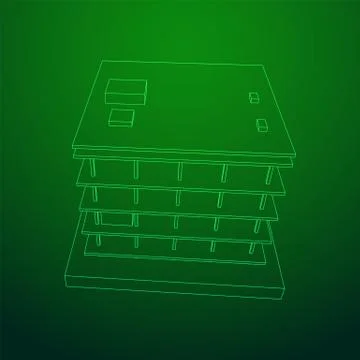 Building under construction wireframe Ilustración de archivo