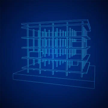 Building under construction wireframe Ilustración de archivo