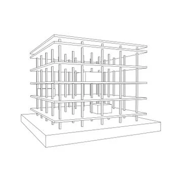Building under construction wireframe Ilustración de archivo