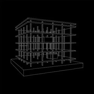 Building under construction wireframe Ilustración de archivo