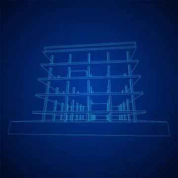 Building under construction wireframe Ilustración de archivo