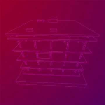 Building under construction wireframe Ilustración de archivo