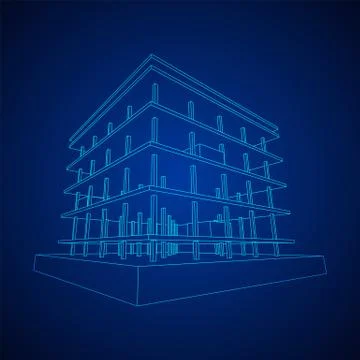 Building under construction wireframe Ilustración de archivo