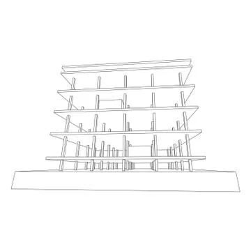Building under construction wireframe Ilustración de archivo