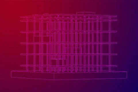 Building under construction wireframe Ilustración de archivo
