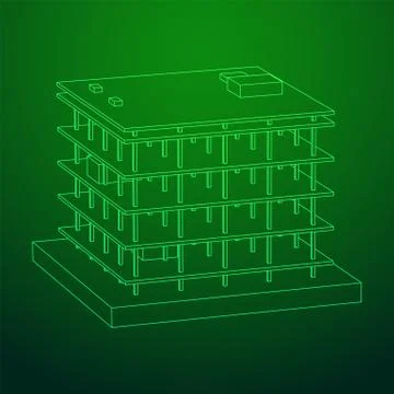 Building under construction wireframe Ilustración de archivo
