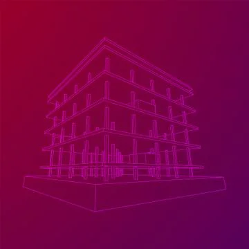 Building under construction wireframe Ilustración de archivo