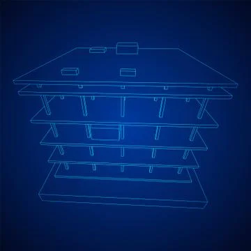 Building under construction wireframe Ilustración de archivo