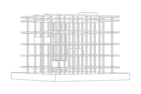Building under construction wireframe Ilustración de archivo
